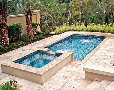 Ivory Rustic Travertine Drop Face Pool Coping