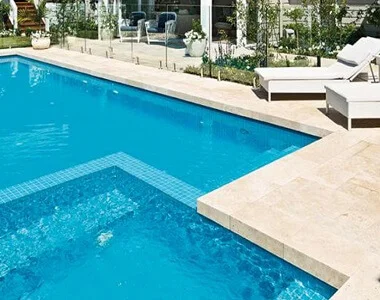 Ivory Travertine Drop Face Pool Coping Tiles