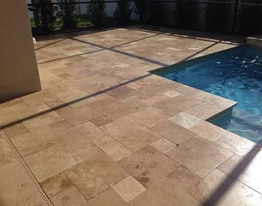 Noce Travertine Drop Face Pool Coping Tiles