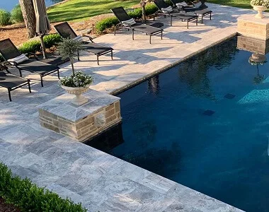 Silver Travertine Drop Face Pool Coping Tiles