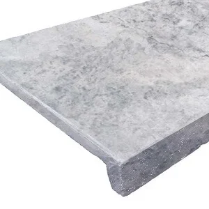 Silver Travertine Drop Face Pool Coping Tiles